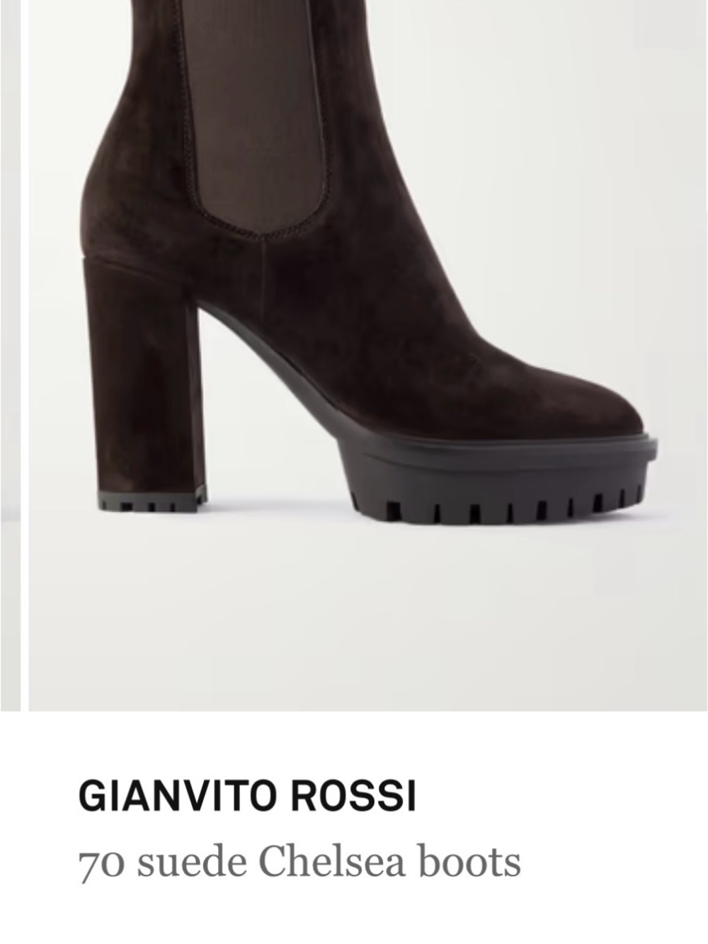 Gianvito Rossi Dark Brown Suede Platform Chelsea Boots
